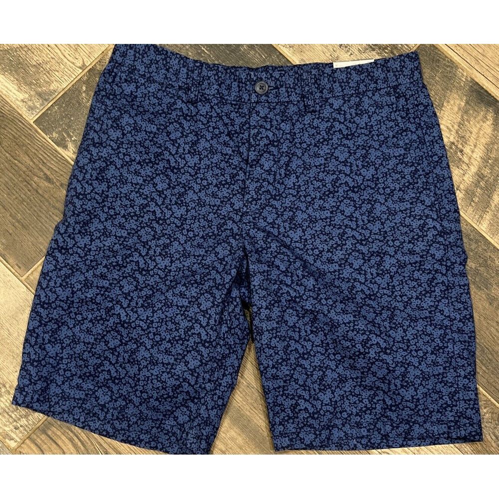 New Old Navy Slim Mens Bermuda Shorts Blue Floral 100% Cotton Size‎ 32